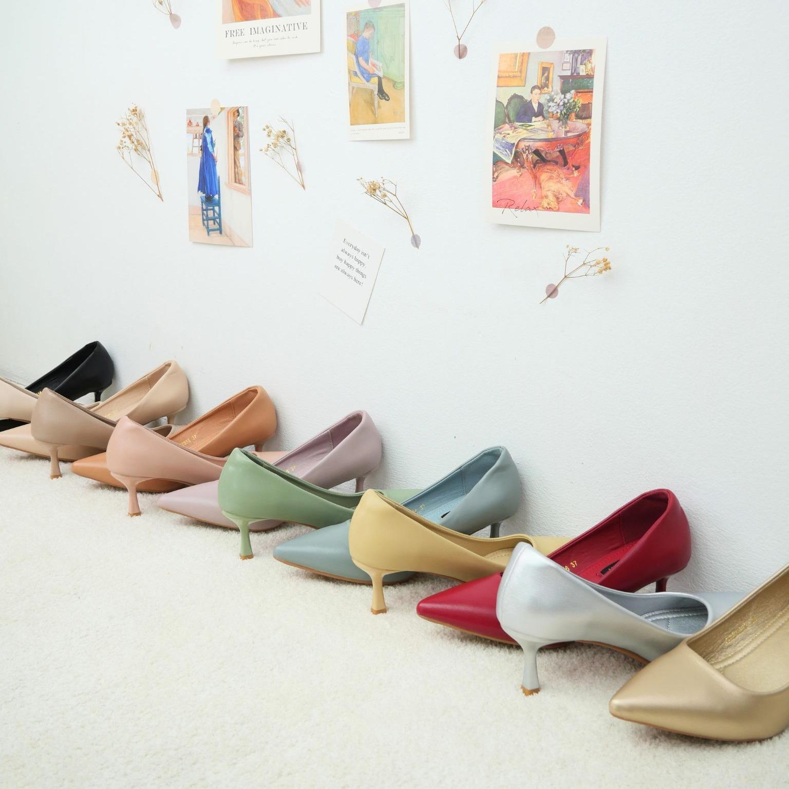 KT5556 (สีเอิร์ธโทน) รองเท้าคัทชู หนังนิ่ม ส้นแหลมสูง 2 นิ้ว **แนะนำบวกเพิ่ม 1 ไซส์**