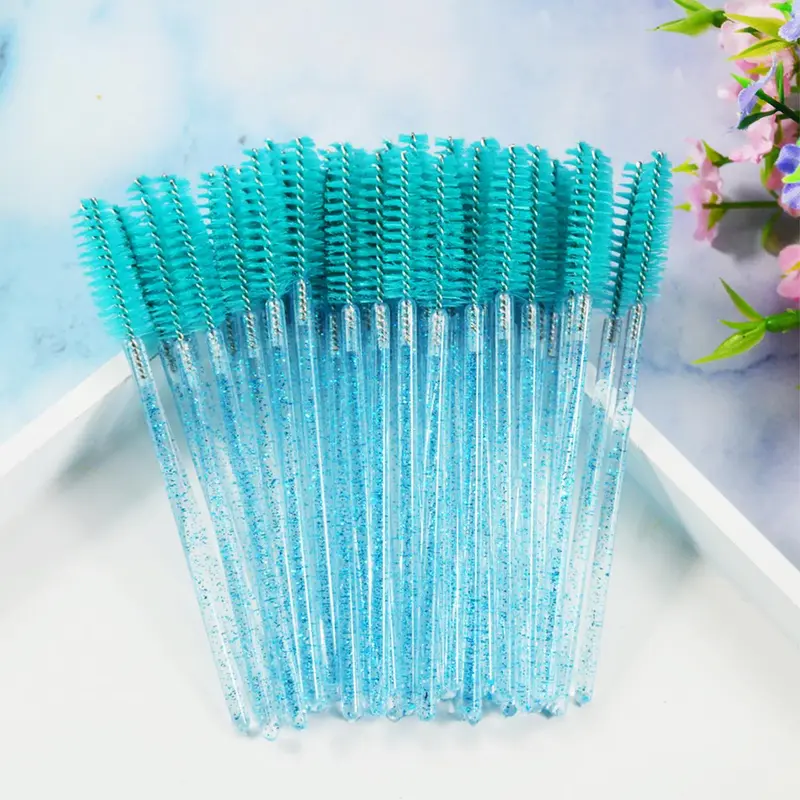 50pcs Disposable Eyelash & Eyebrow Brush, Glitter Design Eyelashes Brushes Comb, Makeup Brushes, Professional Makeup Tools For Women, Summer Makeup Gift, Valentine's Day Gift, Makeup Brushes 5