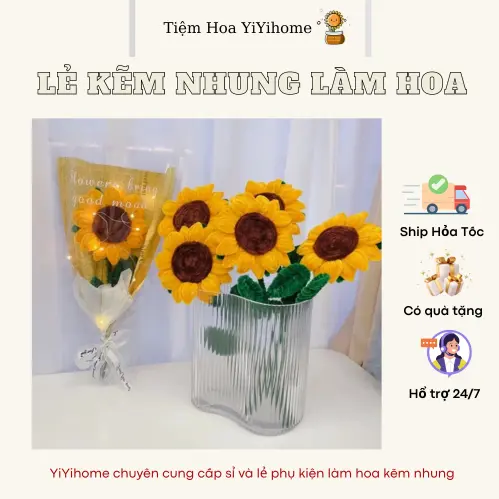 Lẻ 10 Sợi Kẽm Nhung Loại 1 Làm Hoa Handmade, Đồ Trang Trí Decor, Đồ Chơi Cho Bé DIY YiYihome 1