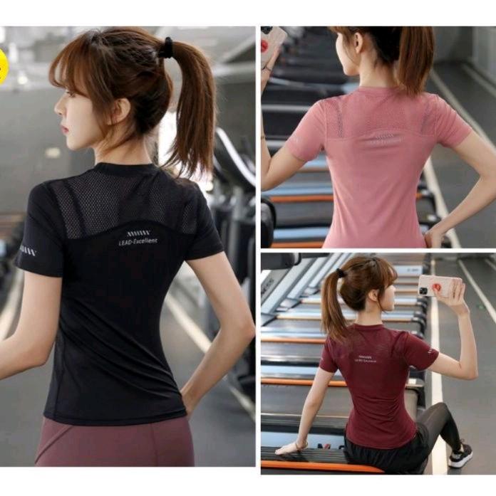 áo thun thể thao tập gym yoga phối lưới nữ Led