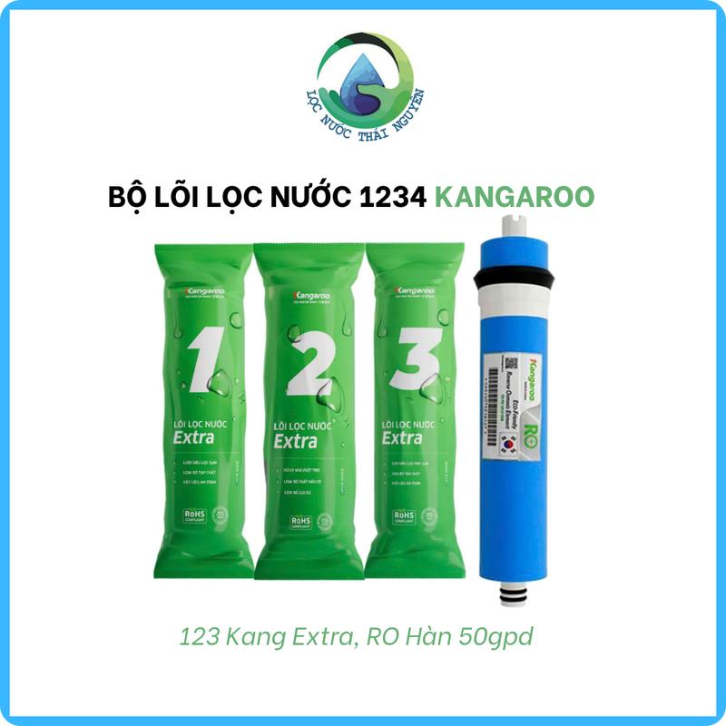 Bộ Lõi Lọc Nước 1.2.3.4 Kangaroo Chính Hãng (Bao Gồm Bộ Lọc Thô Số 1.2.3 Kangaroo Extra, Màng RO Kangaroo)