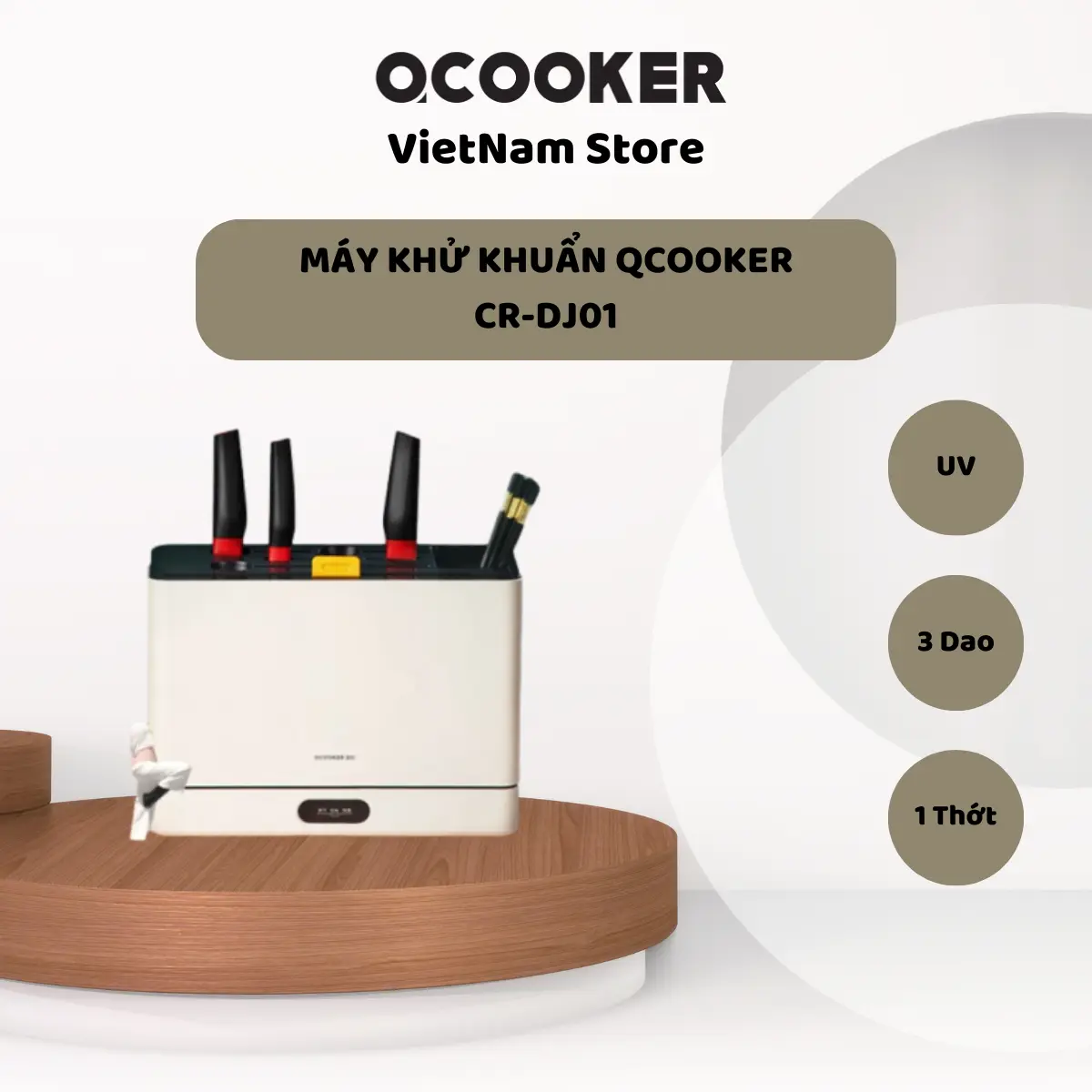 Qcooker CR-DJ01 – Bộ Dao Thớt Khử Khuẩn UV Thông Minh, Giữ Gìn Vệ Sinh Tối Ưu!