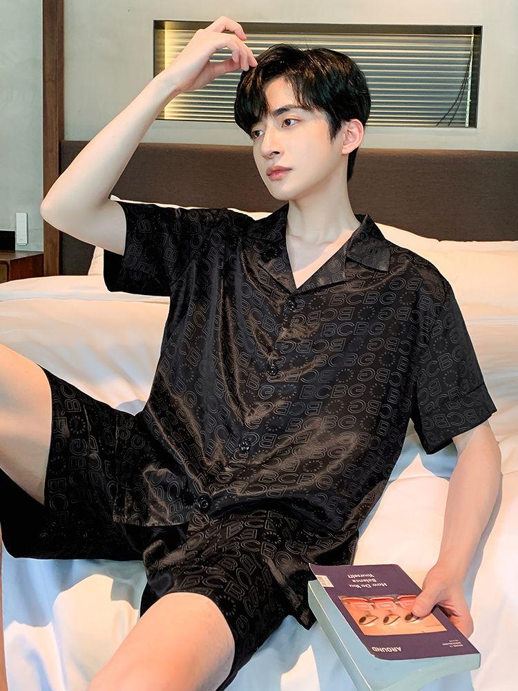 Product Introduction of Bộ Đồ Ngủ Nam, Chất Liệu Lụa Lạnh Ngắn Tay, Quần Đùi, Cỡ Lớn, Bộ Đồ Mặc Nhà, Thích Hợp Mặc Ngoài Trời, Hàng Mới Về Mùa Hè 2023 Áo Menswear 4