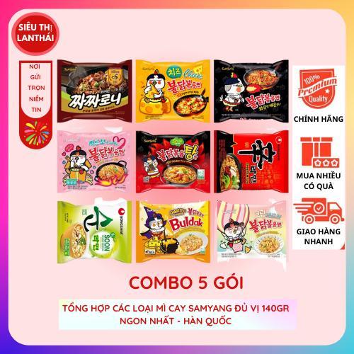 ĐƯỢC TRỢ GIÁ COMBO 5 GÓI Tổng Hợp các loại Mì cay Samyang đủ vị 140gr - Hàn Quốc gói