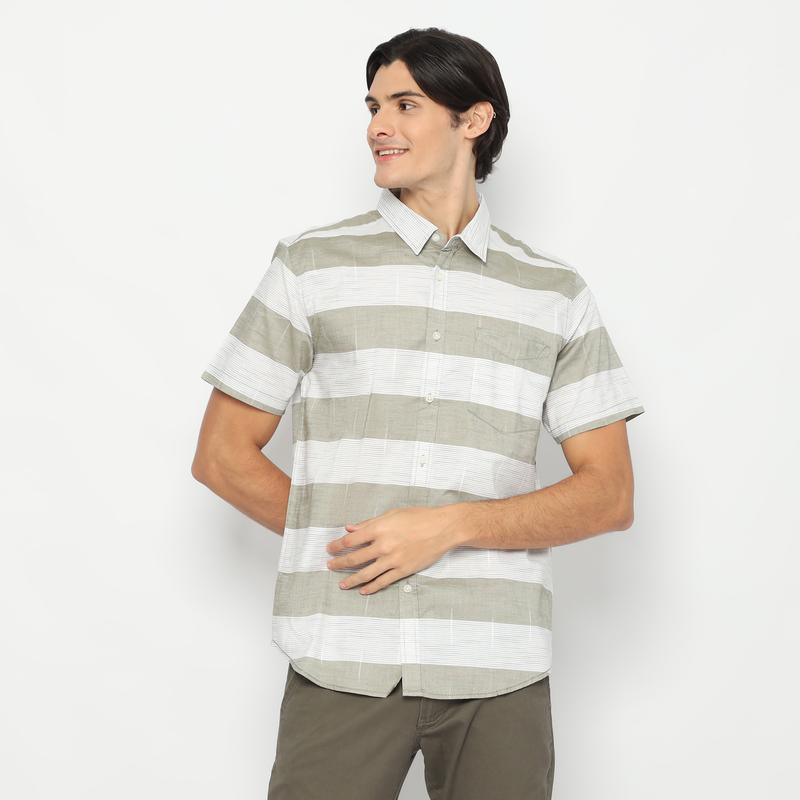 RBJ Kemeja Yarndyed Salur Hijau Regular Fit Pria 0