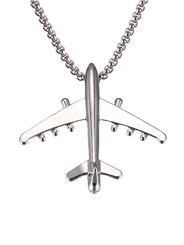 Unisex Casual Airplane Pendant Alloy Chain Necklace, Trendy Street Style Jewelry Accessory For Men Women, Daily Clothing Decor 1