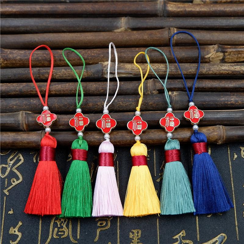 Tua rua mặt chữ phước chỉ đỏ 5cm nhiều màu trang trí may mắn nhỏ gọn 1