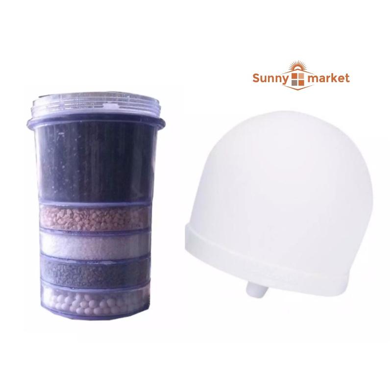 Bộ linh kiện lọc nước 2 món lõi lọc 5 tầng nấm sứ lắp đặt cho các loại bình lọc nước