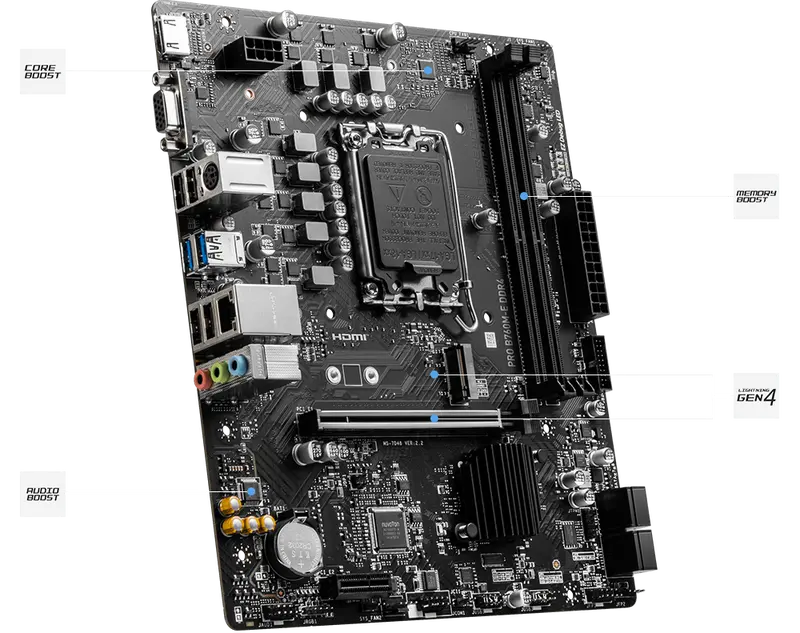 Bo mạch chủ MSI PRO B760M-E DDR4, hỗ trợ CPU Intel thế hệ 12 và 13 trên Socket LGA 1700 3