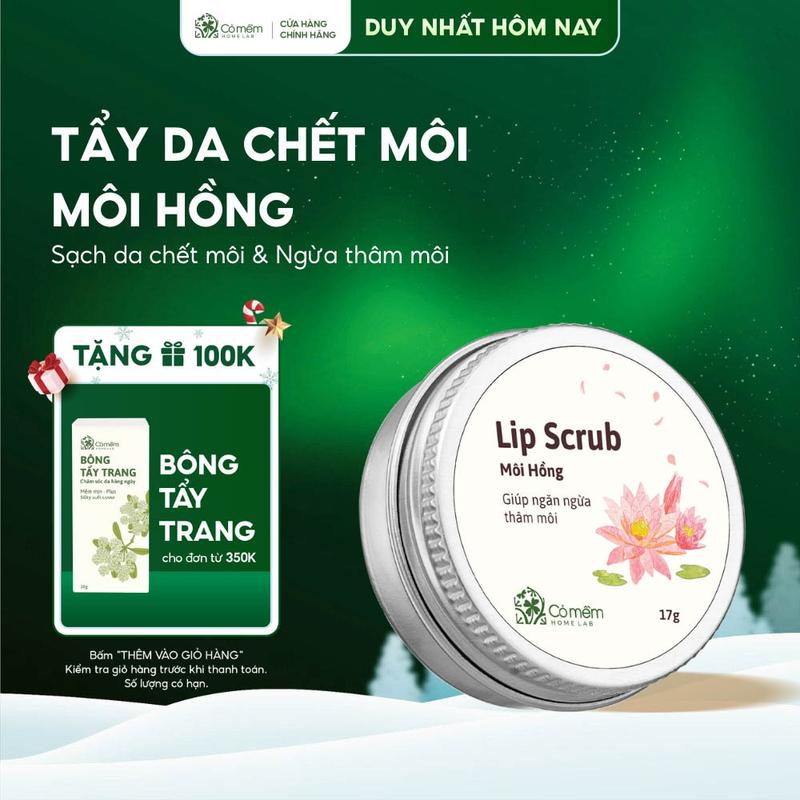Tẩy da chết môi Lip Scrub Môi Hồng Giảm Thâm Dưỡng Ẩm Cho Môi Cỏ Mềm 18g Son Đường Nữ 0