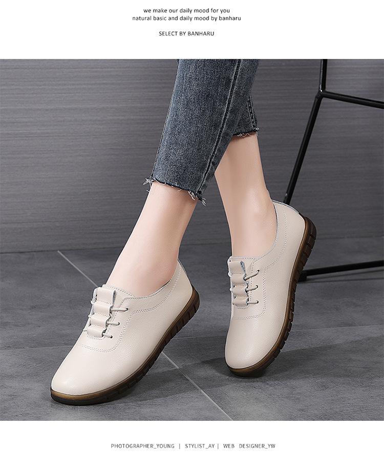 Product Introduction of Spring New Large Size Women's Genuine Leather Shoes Casual Flat Shoes Women's Middle-Aged and Elderly Soft Bottom Mom Shoes Small Leather Shoes Wholesale 14
