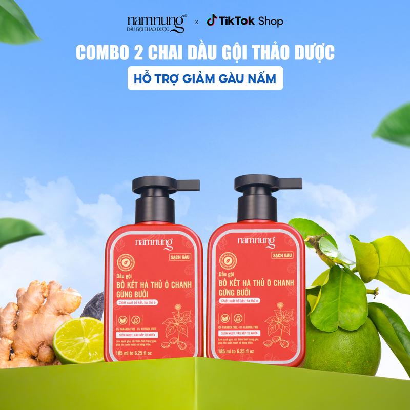 [FLASH SALE] Combo 2 chai Dầu gội thảo dược bồ kết NamNung hỗ trợ giảm gàu, nấm, viêm da đầu 185ml*2 Chăm sóc tóc Dưỡng tóc nữ - Giảm 39%