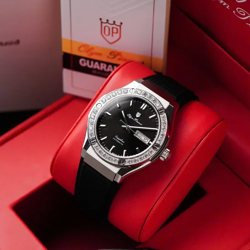 Đồng Hồ Nam Olym Pianus OP-99045 Niềng Đá - Mặt Kính Sapphire Nguyên Khối Size 41.5MM | Máy Cơ Automatic Bảo Hành 5 Năm 0