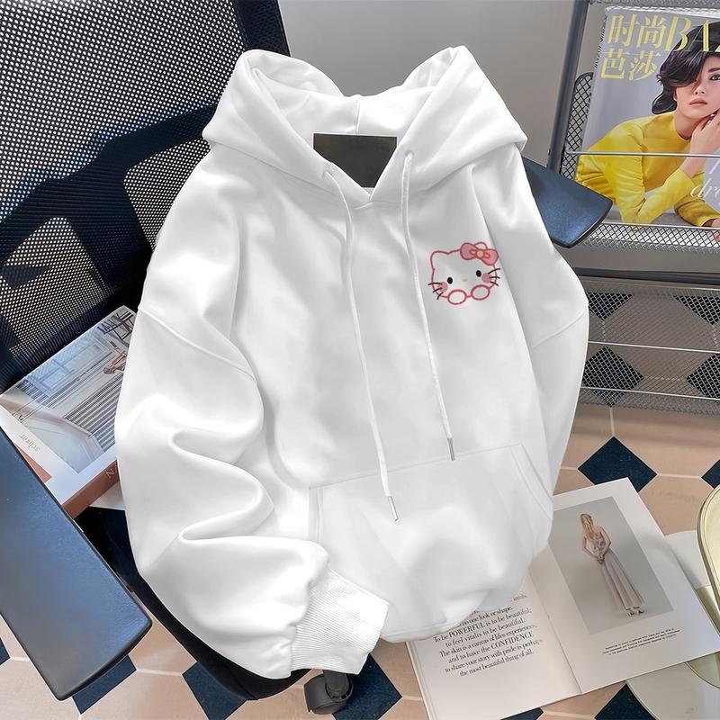 Áo Hoodie In Hình Hello Kitty, Phong Cách Mỹ, Dành Cho Bé Gái, Mặc Mùa Thu Và Mùa Đông, Đi Chơi, Dáng Rộng Vừa Vặn, Áo Khoác Đệm Lông Cừu Cổ Điển Có Thể Mặc Ngoài Trời, Chống Gió, Thích Hợp Cho Các Hoạt Động Ngoài Trời, Năm 2024 5