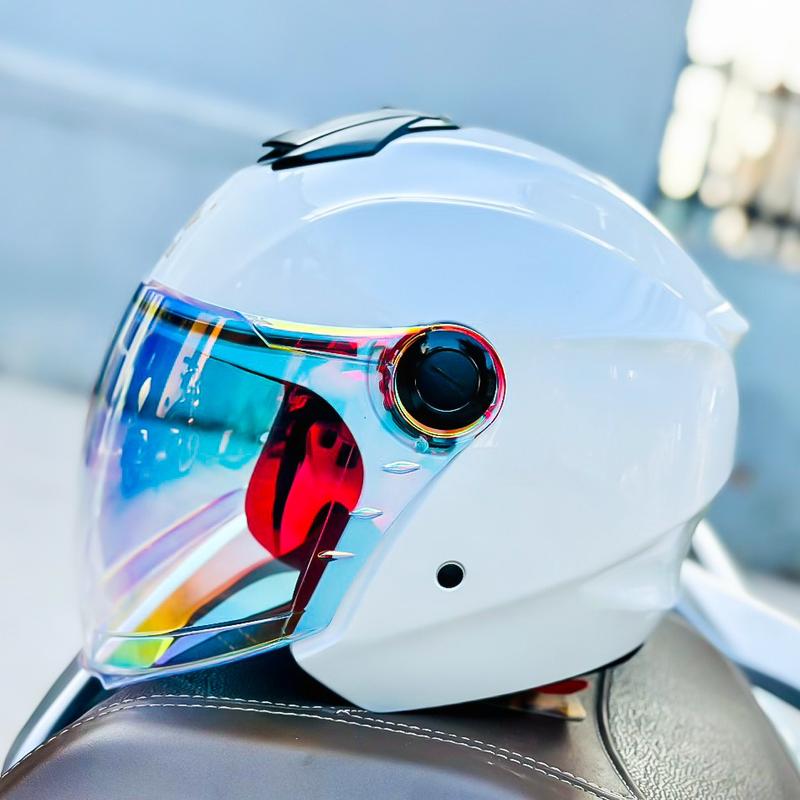 Tặng túi và tem Mũ bảo hiểm royal xh01 1 kính màu trắng bóng Helmet