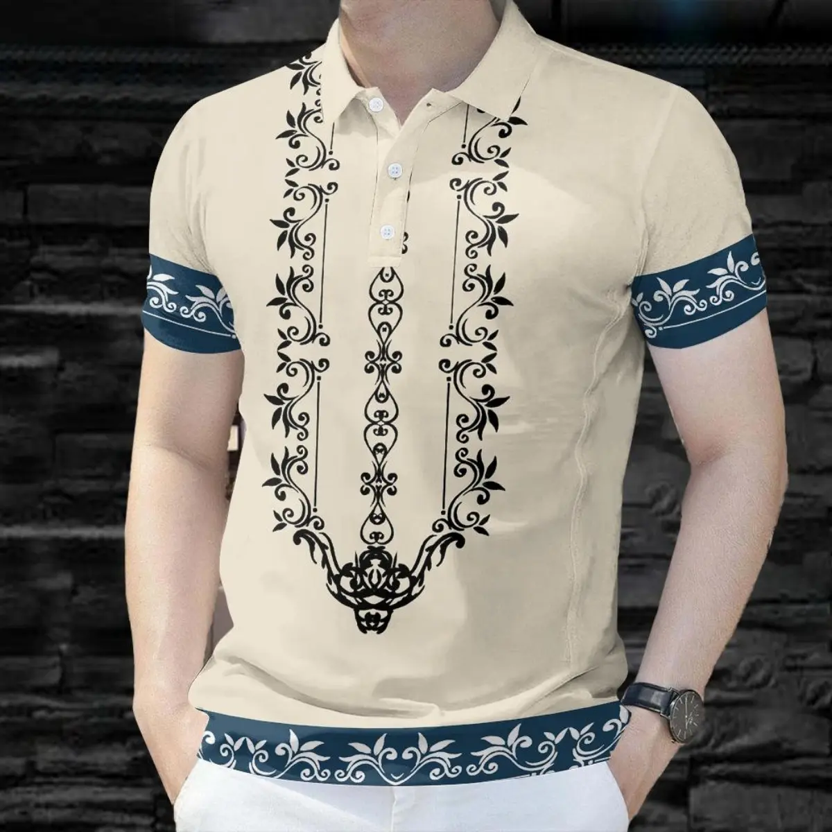 Tagalog Men's 2025 Modern Barong Short Sleeve Vintage Ethnic Style Shirt Executive Men's Barong Modern Polo Barong ASEAN Apparel Men's Casual Shirt