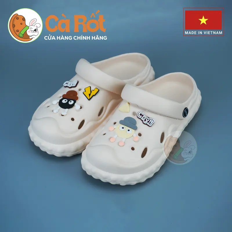 Dép Sục "siêu nhẹ, siêu êm" stiker bánh than đúc nguyên khối - chất liệu EVA nguyên sinh siêu êm, siêu bền bỉ, chống trơn trượt  - CR017 1