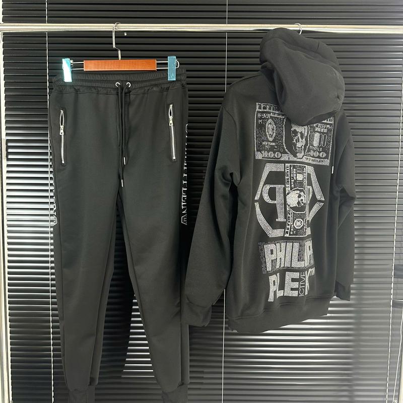 Bộ Quần Áo Hoodie Phii Lippp In Kim Tuyến 2 Mặt Trước Sau , Mũ 2 Lớp Chất Nỉ Bông Menswear Nam