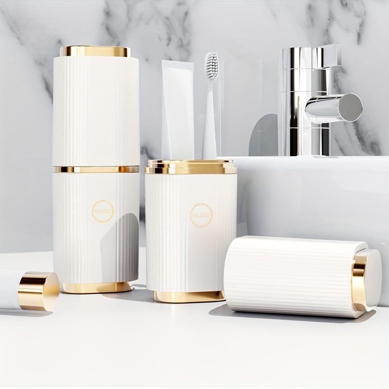 Product Introduction of 2-Pack Portable Toothbrush Travel Containers - Leak-Proof Toothpaste and Dental Tools Storage Box Set with Mouthwash Cup, Alcohol-Free 4