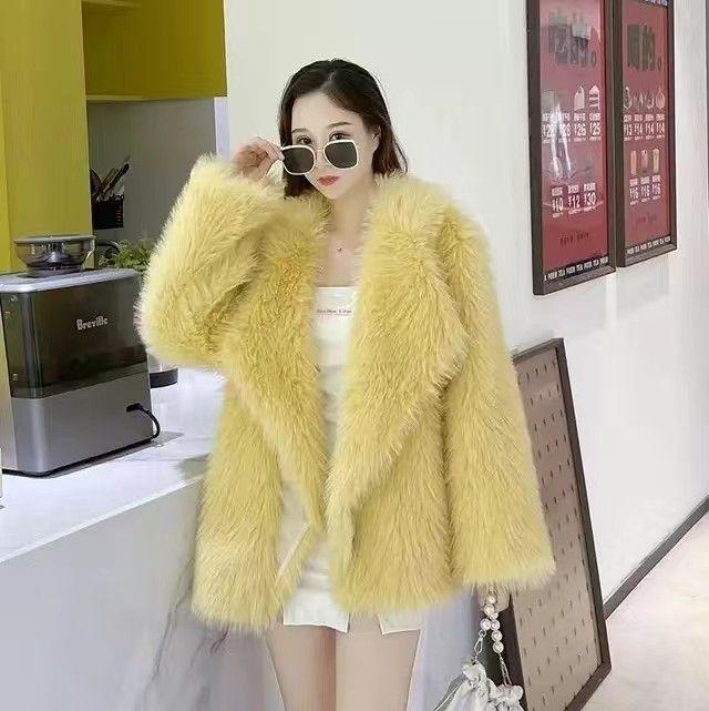 Product Introduction of 2024 New Imitation Fox Fur Slim Fashion Mid-Length Suit Fur Young Environmental Protection Fur Plush Coat for Women 8