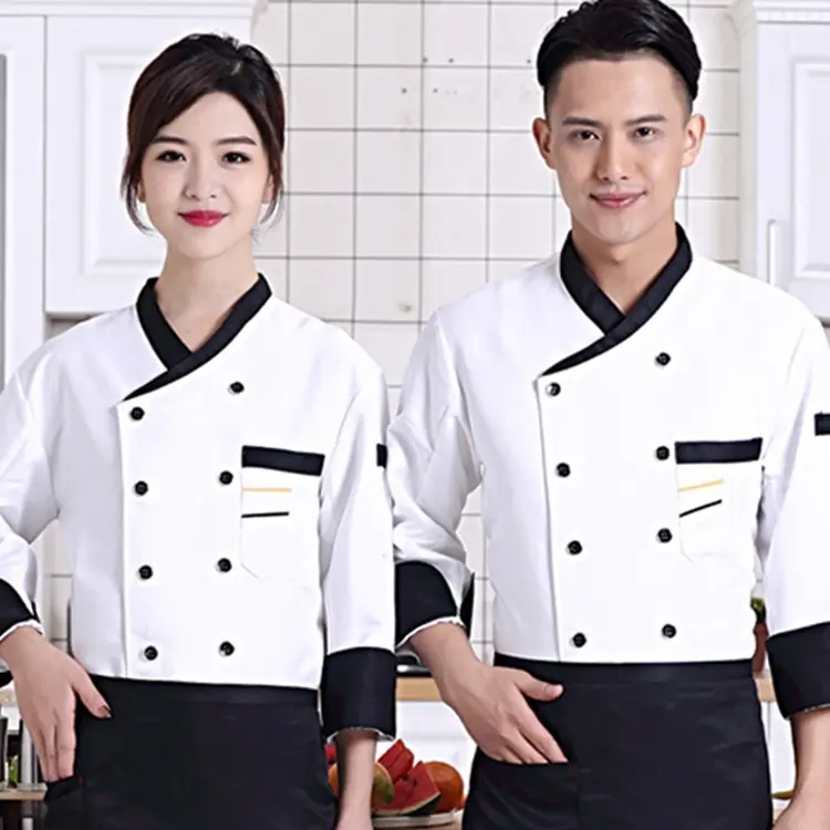 Chef Overalls Men's Long-Sleeved Winter Restaurant Kitchen Clothes ...
