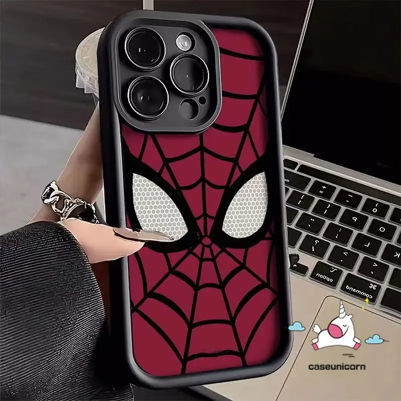 Caseunicorn Angel Eyes Simple Keren Spider-Man Eyes Shockproof Case Untuk Redmi 12C 9 9A 10A 10C A1 A2 9C NFC 11A Redemi Note 12 12s 11 11s 10s 8 9 10 Pro POCO X3 NFC X5 M3 Pro C55 Kartun Pasangan Fashion Brand Case 2