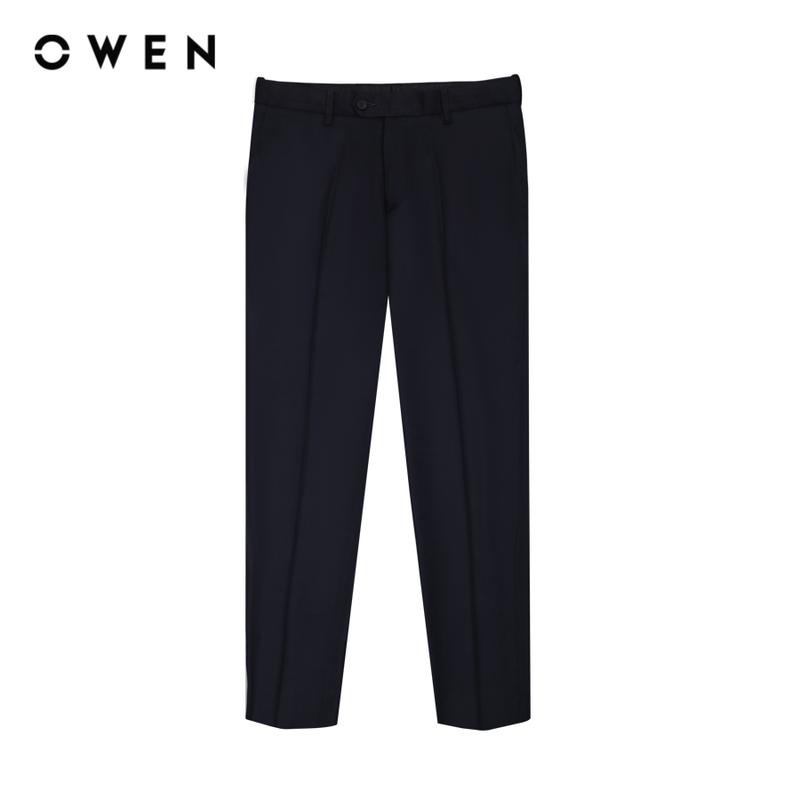  OWEN - Quần tây Nam Slim Fit Tăng đơ QST231724 màu Navy chất liệu TR Spandex     Menswear 