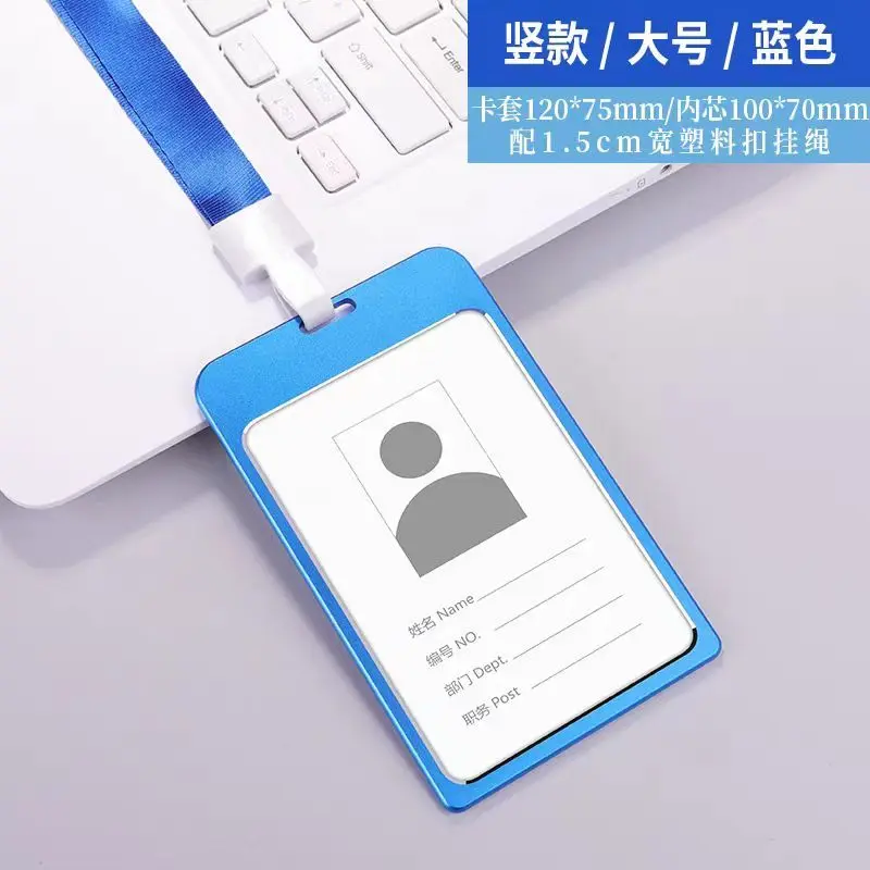 Hộp đựng thẻ làm việc bằng nhôm, tùy chỉnh, năm 2025, Hộp đựng Chứng chỉ, thẻ làm việc hai mặt, logo thẻ làm việc treo, với dây buộc 6