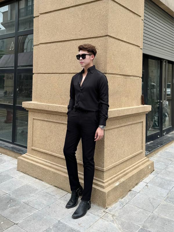 Áo Sơ Mi Button-Down Cổ Y Slimfit Hàn Quốc Nam MR ROCK