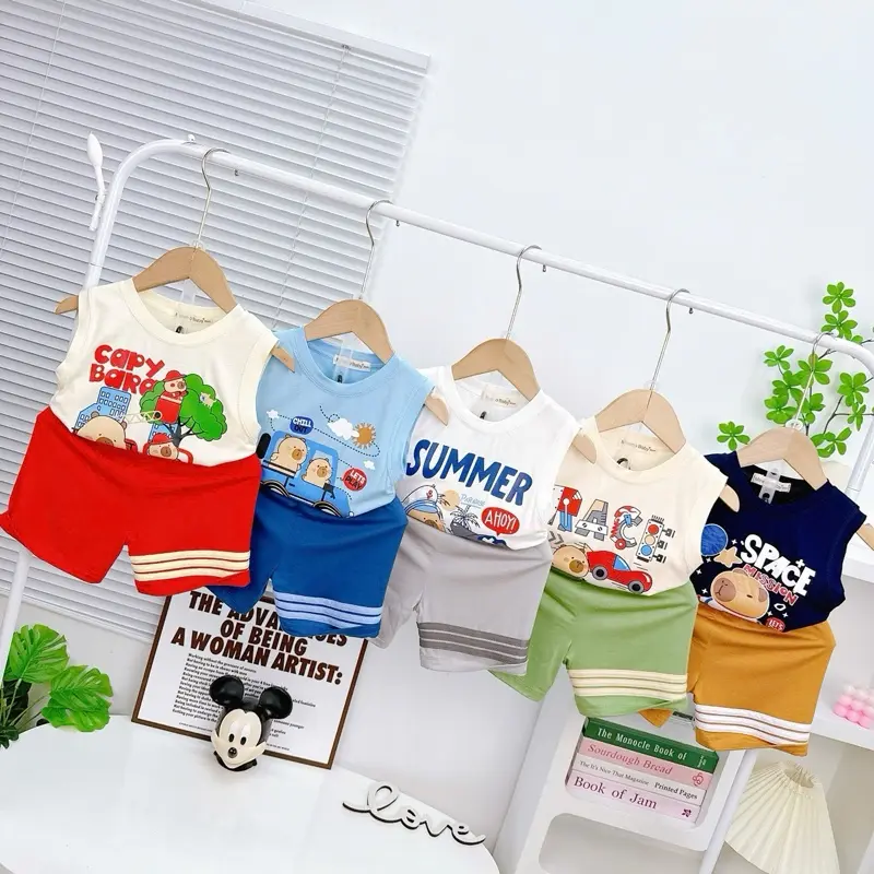 Đồ bộ sát nách capybara cho bé- vải thun lạnh thoáng mát hoạ tiết năng động cute thoải mái/ hàng chính phẩm