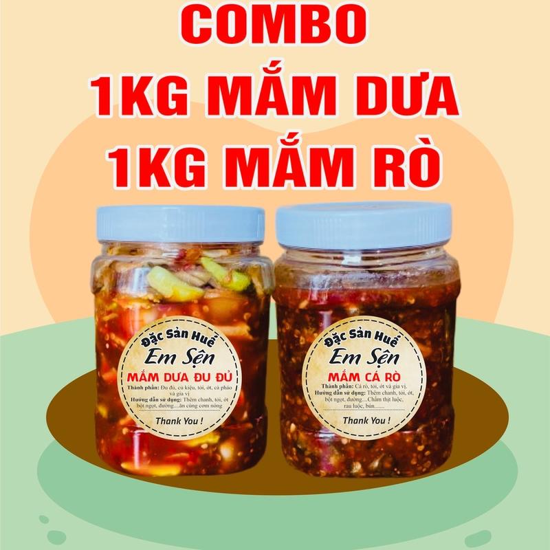 Combo 1kg mắm dưa đu đủ +1kg mắm cá Rò nhà Sện