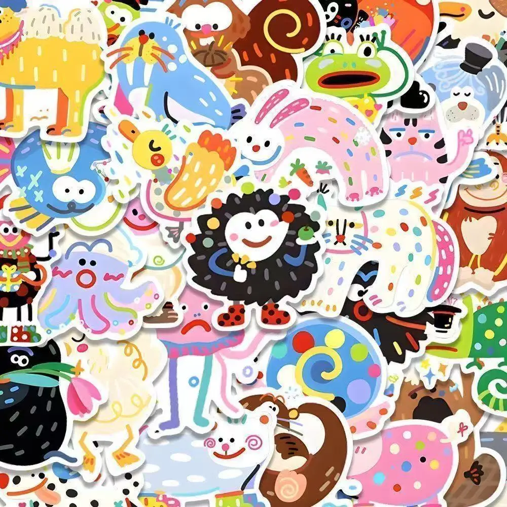 [Hot Sale in Store] 200 Colorful Painted Animal Stickers Cartoon Cute Simple Fun Journal Decoration Waterproof Stickers