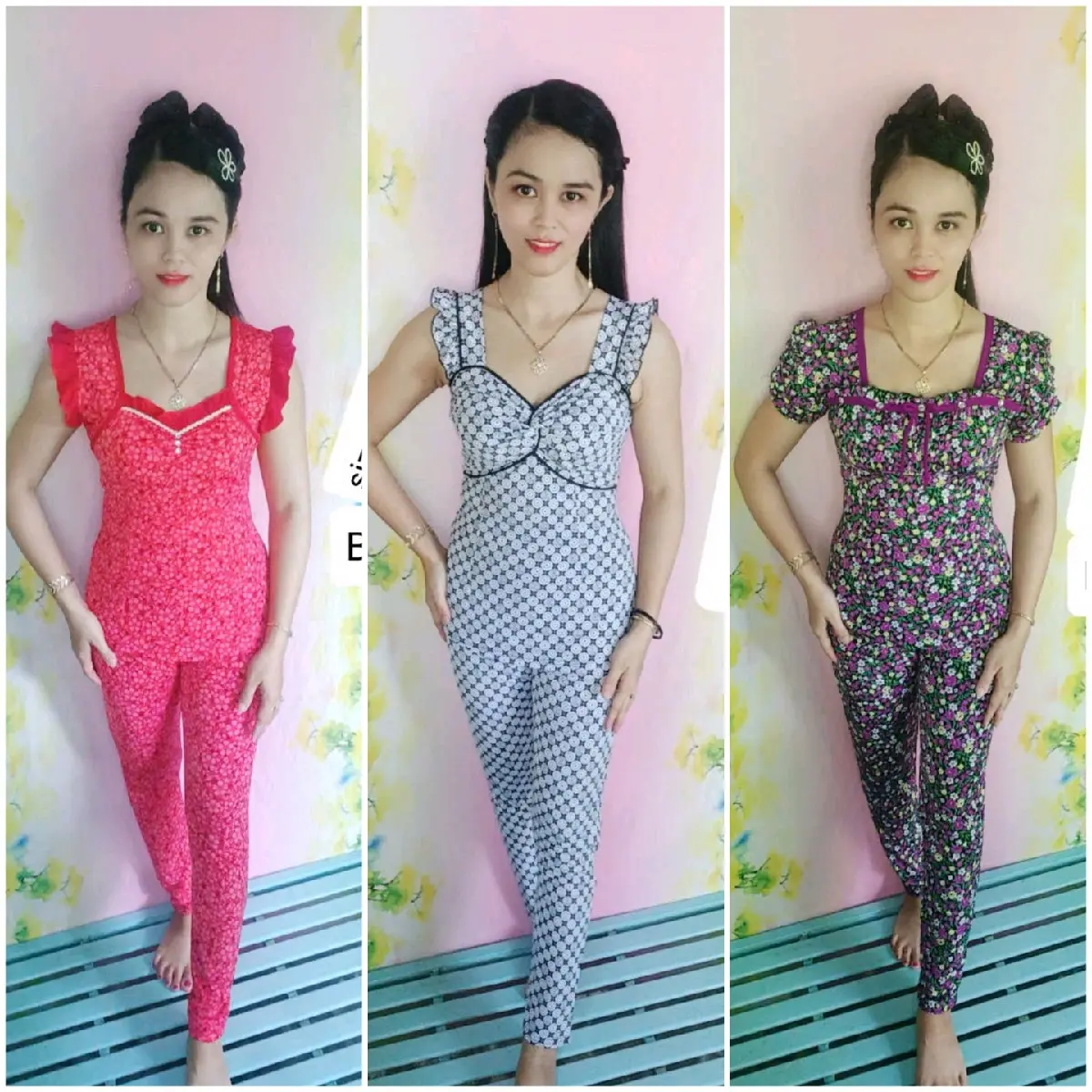 bộ thun aty may sẵn   Áo kiểu quần  dài ống nhỏ  Nữ