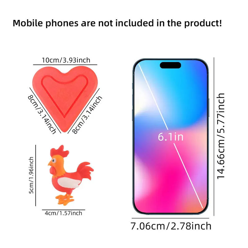 3D Printed Rooster & Heart Shaped Mold Toy, 1 Box Chicken Shaped Mold Toy, Novelty Animal Model Ornament, Small Gift Toy 1