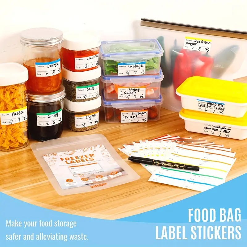 Freezer Labels, 10 Sheets/100pcs Food Storage Labels Stickers, Removable Meal Tags Stickers for Home Kitchen Dining Room Picnic Camping(without Pen) 2