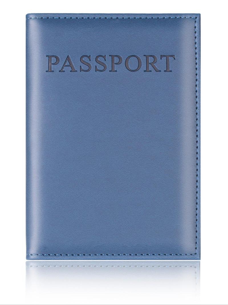Product Introduction of Unisex Fashion Bifold Card Holder with Card Slots, Textured Letters Embossed Passport Case, Simple Style Plain Color Card Holder For Passport & Bank Card For Travel 0