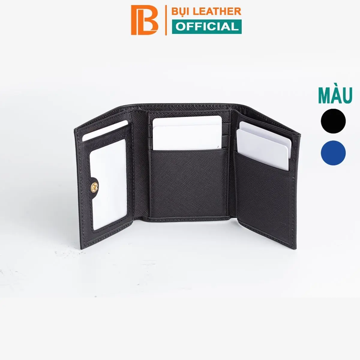 Ví Nam mini gập 3 Da Saffiano V119 - Bụi leather