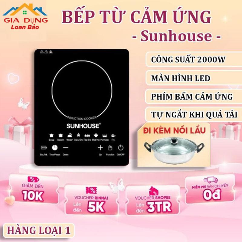 Bếp Điện Từ Cảm Ứng Sunhouse Thế Hệ Mới SHD6011, Bếp Từ Công Suất 2000W, Bảo Hành 12 Tháng, Tặng Kèm nồi Inox