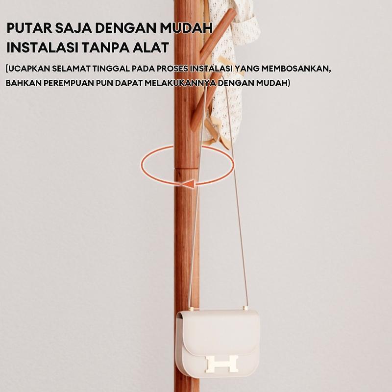 DF-1 Stand Hanger Kayu Stand Hanger Gantungan Baju Topi Multifungsi Rak Mantel Silinder 3Kaki 42x42x175CM Hemat Ruang & Mudah Dibersihkan Gantungan kayu dari kayu jatuh ke lantai kamar tidur gantung gantung pakaian dalam ruang Terbaru Harga Murah Garansi