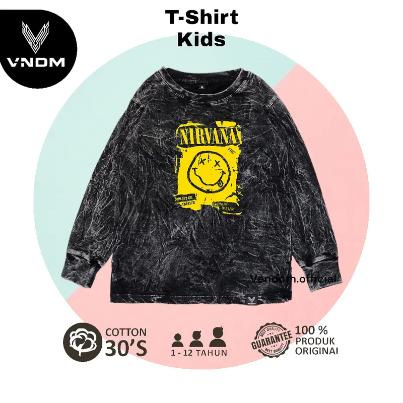 Vendom Kids Baju Kaos Anak Washet LakiLaki / Perempuan Unisex Umur 1-12 Tahun Bahan Cotton 30S Lengan Panjang Laki-Laki 5