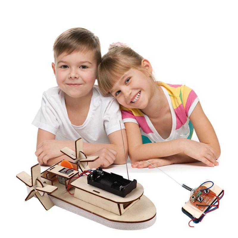 Kapal Mainan Anak Diy Mainan Kapal Rakit Elektrik Puzzle Kapal Kayu Elektrik 9