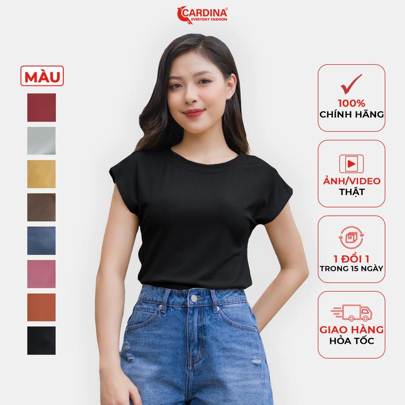 Áo Thun Nữ CARDINA Chất Tăm Lạnh Mềm Mịn Cổ Tròn Cộc Tay Kiểu Dáng Basic Tôn Vóc Dáng Y25 5AFC06
