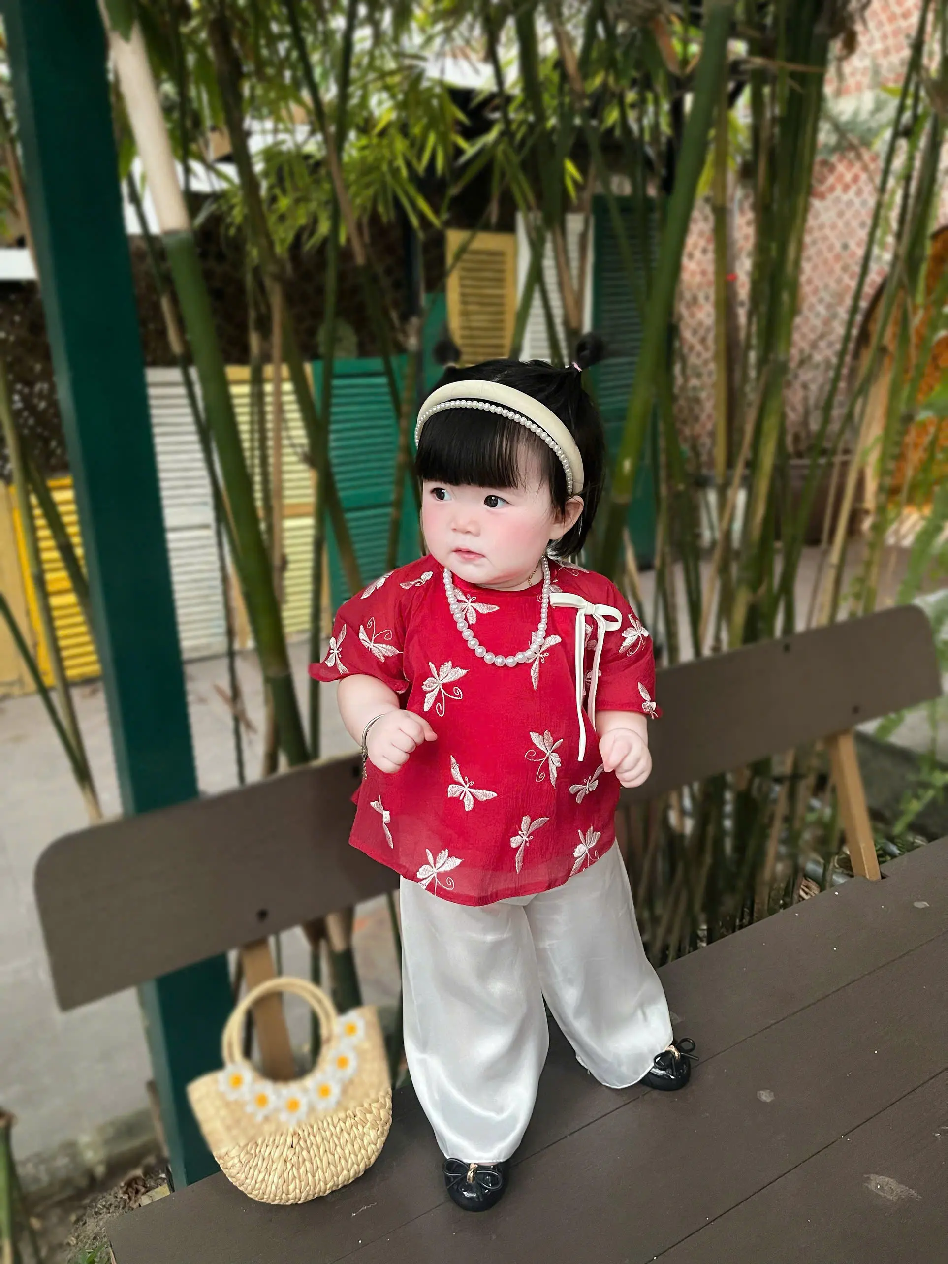 Bộ Tết  Như Ý vải tơ thêu  tay ngắn nhiều màu cho bé  24kg