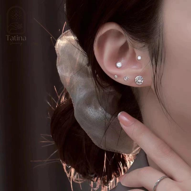 Bông Tai Bạc Tatina Nam Nữ Hình Nụ Đá Bạc 925 Có Chốt Chặn Cá Tình Và Nổi Bật Thu Hút Mọi Ánh Nhìn TATINA SILVER 3