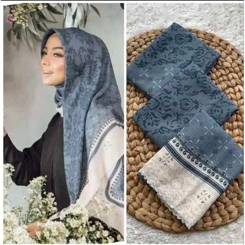 Voal motif part 2 motif lambira Anggrek/Voal motif premium/Segiempat motif anggrek Muslim Square Jilbab Kerudung