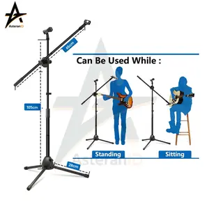 Tripod Microphone Stand + 360 rotating boom arm Plus Mic holder Handphone Kamera Speaker