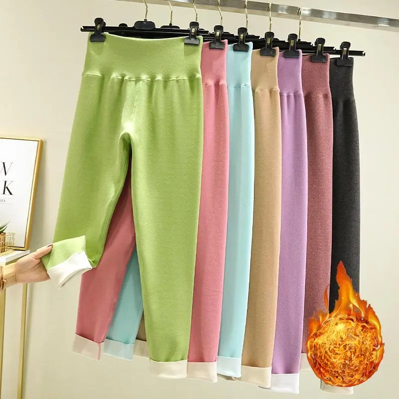 Women's Winter High Waist Warm Pants Inner Wear Thickened Fleece Comfortable Casual Leggings