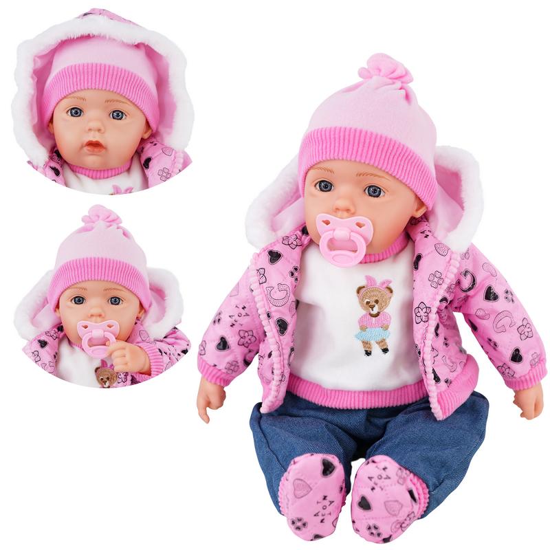 BiBi Doll "Pinky" Lifelike Large Size 20" Soft Bodied Baby Doll Girl With Neon Pink Design, Dummy & Sounds Toy Doll for Ages 18 Months + 0