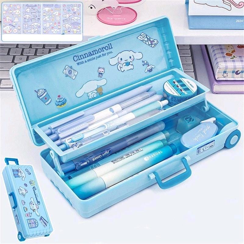 Hộp đựng bút Hai Tầng Hình Kuromi dễ thương với chất liệu PP bền chắc 4