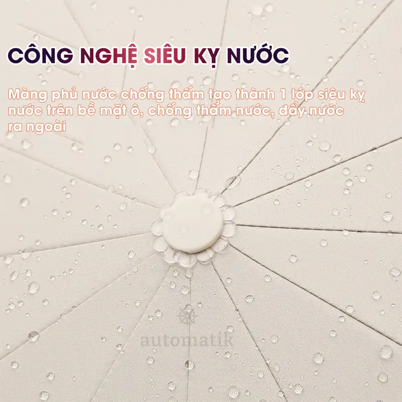 [N] Dù Che Mưa Nắng Gấp Gọn Tự Động Automatik Mini Cute 24 Nan Loại Lớn Ngoài Trời 2 Người Tự Bung Chống Lật Gió Cản 99% UV Ô 3
